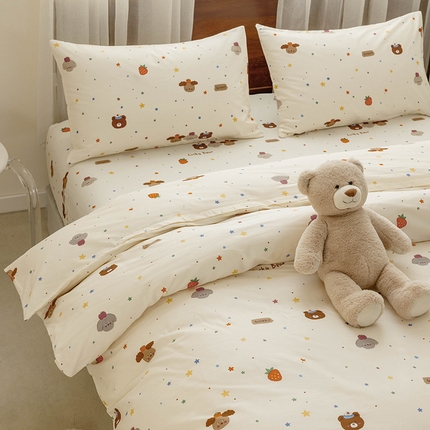 91家纺网 家纺一手货源 找家纺 （总）绫韵2025春夏新款ins清新卡通碎花全棉13372精梳纯棉四件套系列