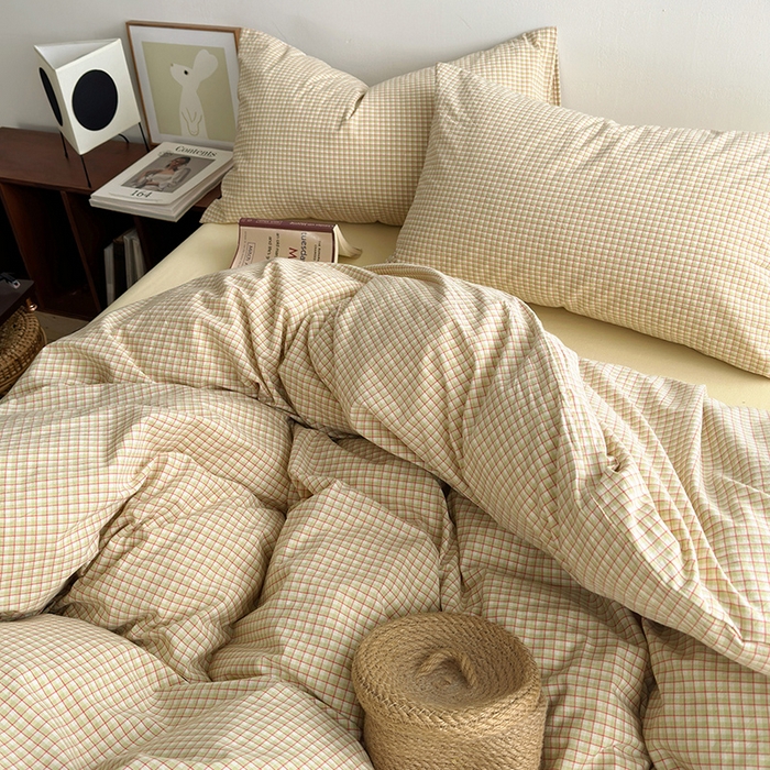 91家纺网 家纺一手货源 找家纺 水洗的故事 2025新款无印良品水洗棉四件套 西西里奶黄