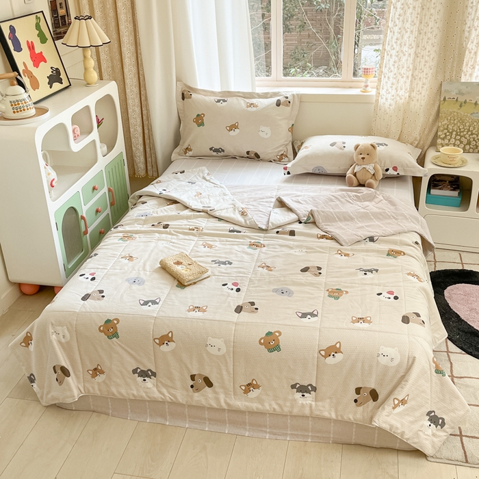 91家纺网 家纺一手货源 找家纺 帕拉美拉 2025新款全棉棉花夏被春秋被四件套哈皮犬-全棉棉花