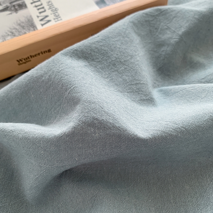 91家纺网 家纺一手货源 找家纺 水洗的故事 2025新款色织水洗棉多巴胺纯色款四件套 浅蓝素色