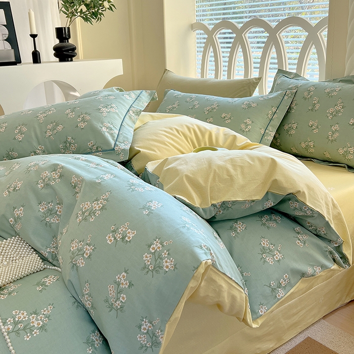 91家纺网 家纺一手货源 找家纺 梧桐树 2025新款100%全棉13372加厚印花四件套 A34风信子