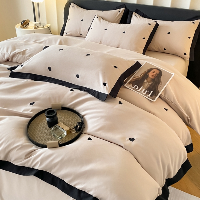 91家纺网 家纺一手货源 找家纺 （总）米彩家纺 2025新款水洗磨毛四件套-蝴蝶结爱心系列