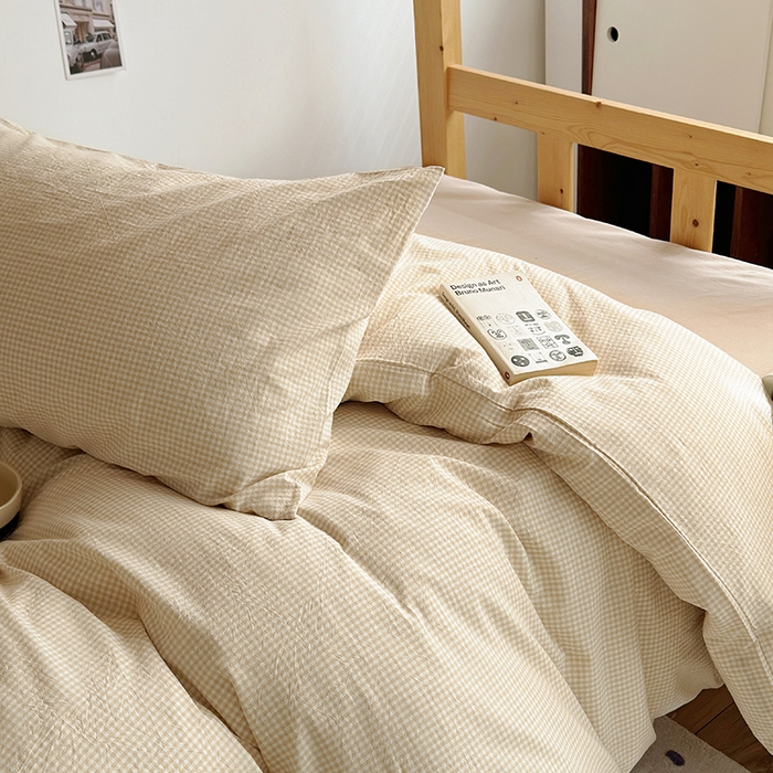 91家纺网 家纺一手货源 找家纺 水洗的故事 2025新款A类色织水洗棉学生三件套 小小格米-