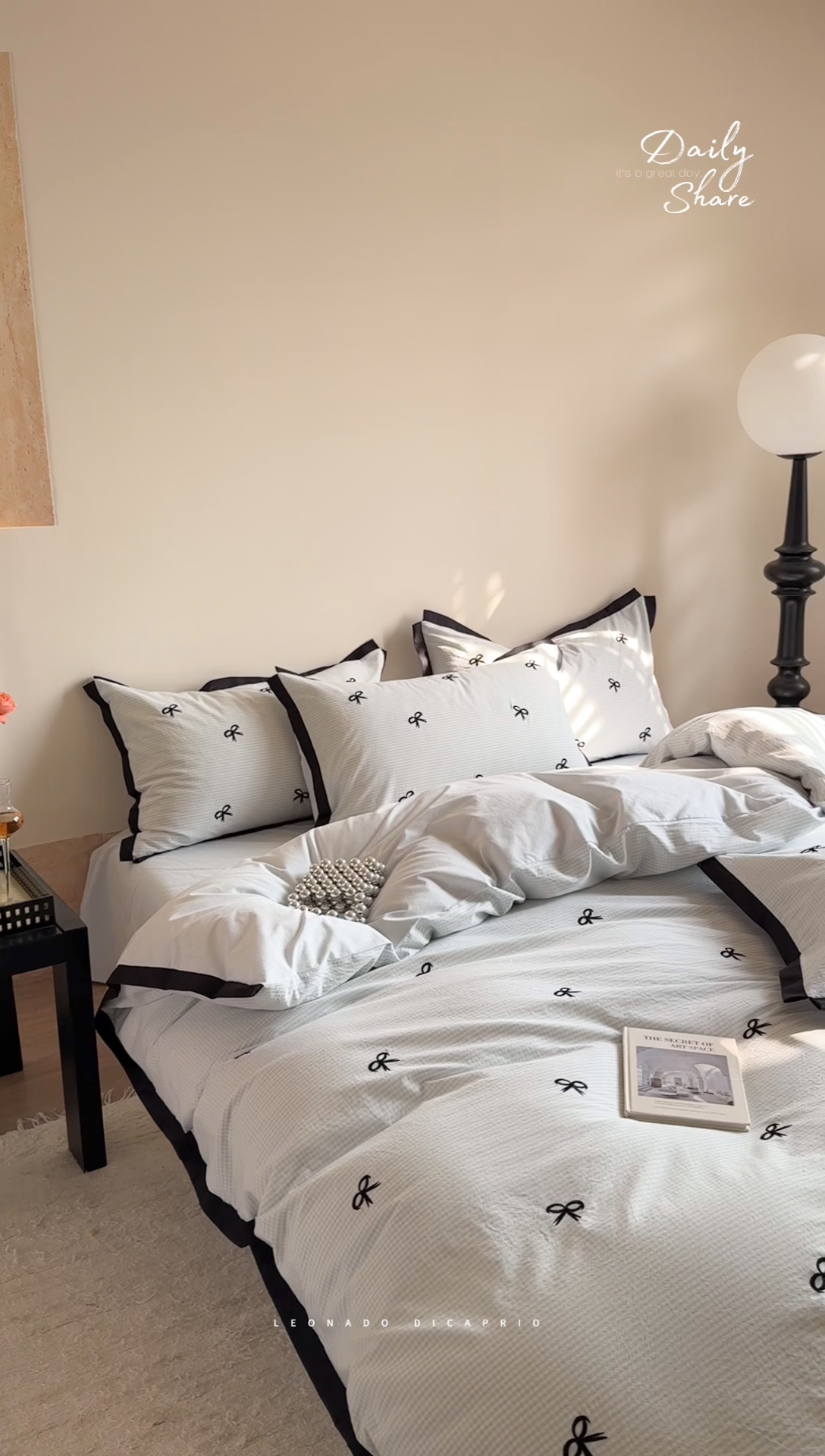 91家纺网 家纺一手货源 找家纺 优悦生活馆2025新款全棉纯棉水洗棉刺绣四件套 蓝小格-蝴蝶结