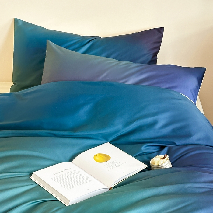 91家纺网 家纺一手货源 找家纺 （总）赫帛 2025新款50支长绒棉四件套-只此青绿