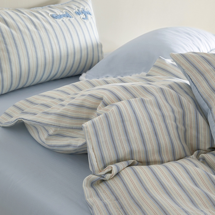 91家纺网 家纺一手货源 找家纺 怡家居 2025新款全棉双层纱可爱卡通毛巾绣四件套 晚安熊