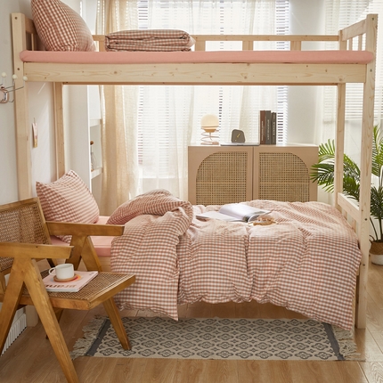 91家纺网 家纺一手货源 找家纺 （总）水洗的故事 2025新款开学季色织水洗棉学生宿舍三件套