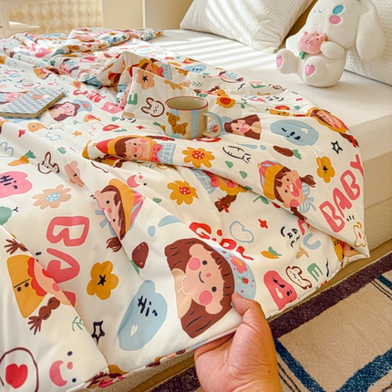 91家纺网 家纺一手货源 找家纺 品乐家纺 2025新款A类针织棉大豆被夏被夏凉被空调被学生被子 快乐女孩