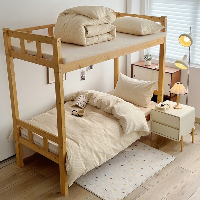 91家纺网 家纺一手货源 找家纺 水洗的故事 2025新款A类色织水洗棉学生三件套 小小格米-