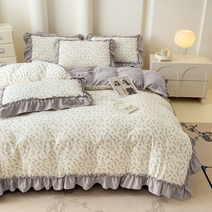 91家纺网 家纺一手货源 找家纺 金米诺 2025新款韩版有氧针织棉双层纱四件套 甜心公主