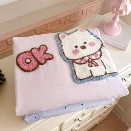 91家纺网 家纺一手货源 找家纺 （总）温眠家纺 2025新款水洗棉毛巾绣四件套-叠拍