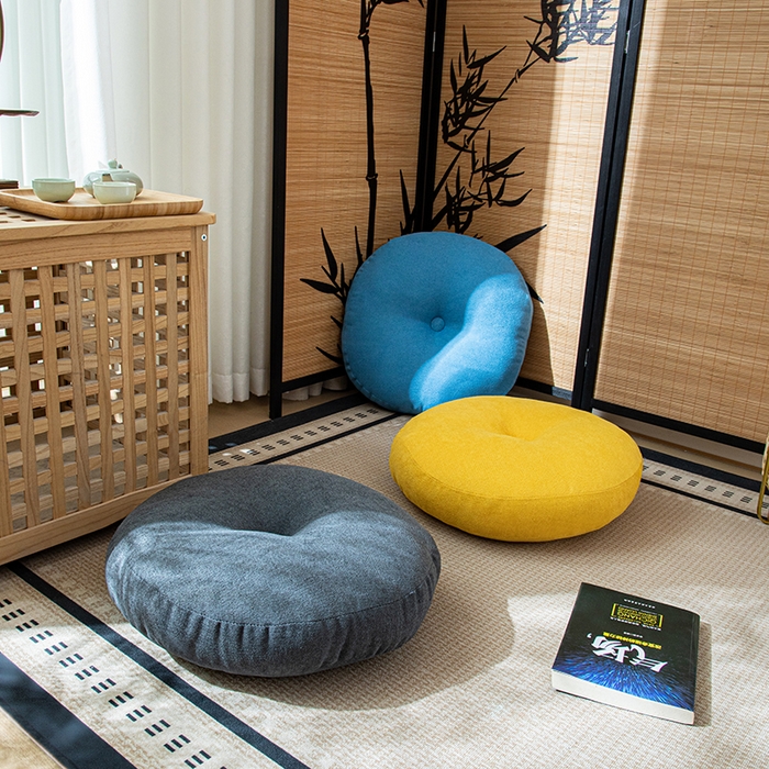 91家纺网 家纺一手货源 找家纺 沐沐家纺 2026新款韩国绒蒲团坐垫 明黄