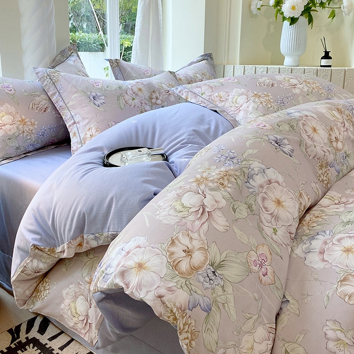 91家纺网 家纺一手货源 找家纺 梧桐树 2025新款100%全棉13372加厚印花四件套 A21如夏