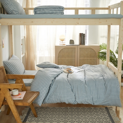 91家纺网 家纺一手货源 找家纺 （总）水洗的故事 2025新款开学季色织水洗棉学生宿舍三件套