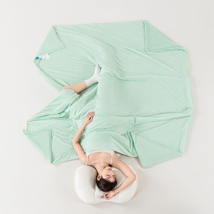 91家纺网 家纺一手货源 找家纺 鑫贝阳 2025春夏新款纯色双拼A类凉感丝夏凉被 薄荷绿