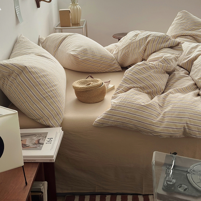 91家纺网 家纺一手货源 找家纺 水洗的故事 2025新款无印良品水洗棉四件套 湘叶米