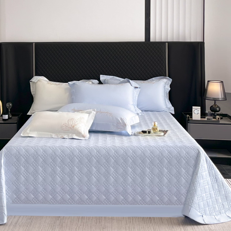 91家纺网 家纺一手货源 找家纺 2025A类母婴级长绒棉夹棉床笠三件套纯棉全棉加厚席梦思床罩床套四季款保护罩 慕蓝