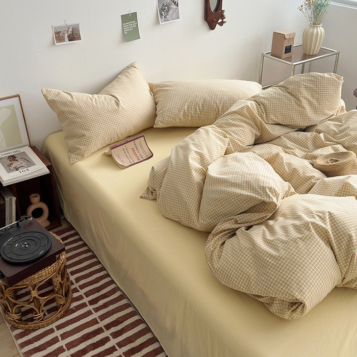 91家纺网 家纺一手货源 找家纺 水洗的故事 2025新款无印良品水洗棉四件套 西西里奶黄