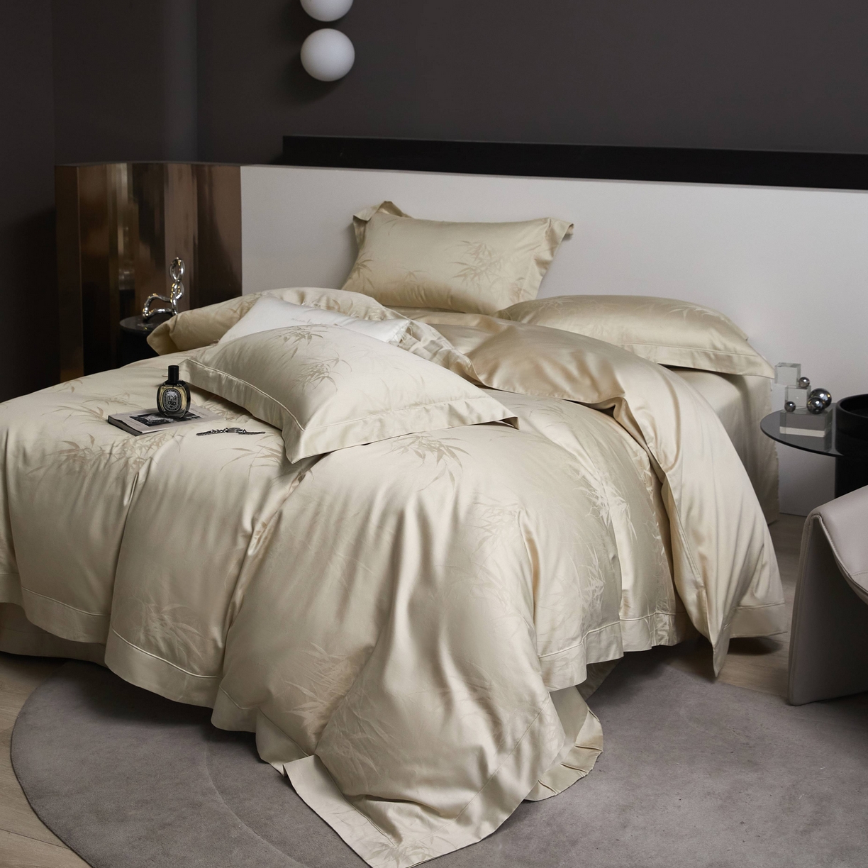 91家纺网 家纺一手货源 找家纺 榻尚家居 2025春夏新款长绒棉全棉纯棉贡缎提花手工立体埋绳工艺四件套 卡斯诺（清新绿）