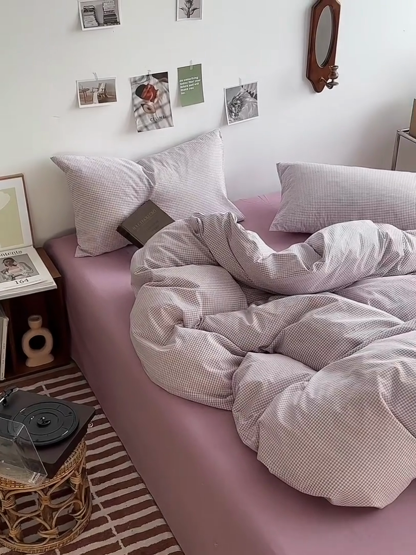 91家纺网 家纺一手货源 找家纺 水洗的故事 2025新款无印良品水洗棉四件套 芋紫