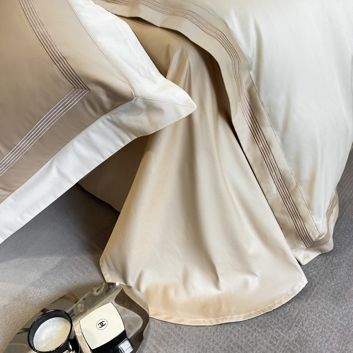 91家纺网 家纺一手货源 找家纺 桃园 2025新款纯棉全棉长绒棉刺绣绣花高端礼盒四件套-莱卡 莱卡香槟