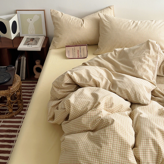 91家纺网 家纺一手货源 找家纺 水洗的故事 2025新款无印良品水洗棉四件套 西西里奶黄