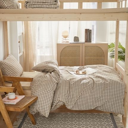 91家纺网 家纺一手货源 找家纺 （总）水洗的故事 2025新款开学季色织水洗棉学生宿舍三件套