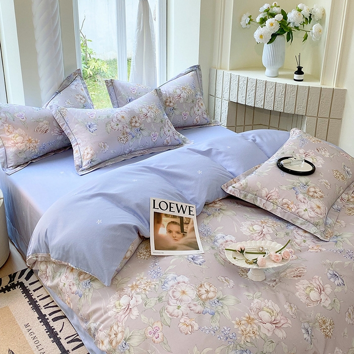 91家纺网 家纺一手货源 找家纺 梧桐树 2025新款100%全棉13372加厚印花四件套 A21如夏