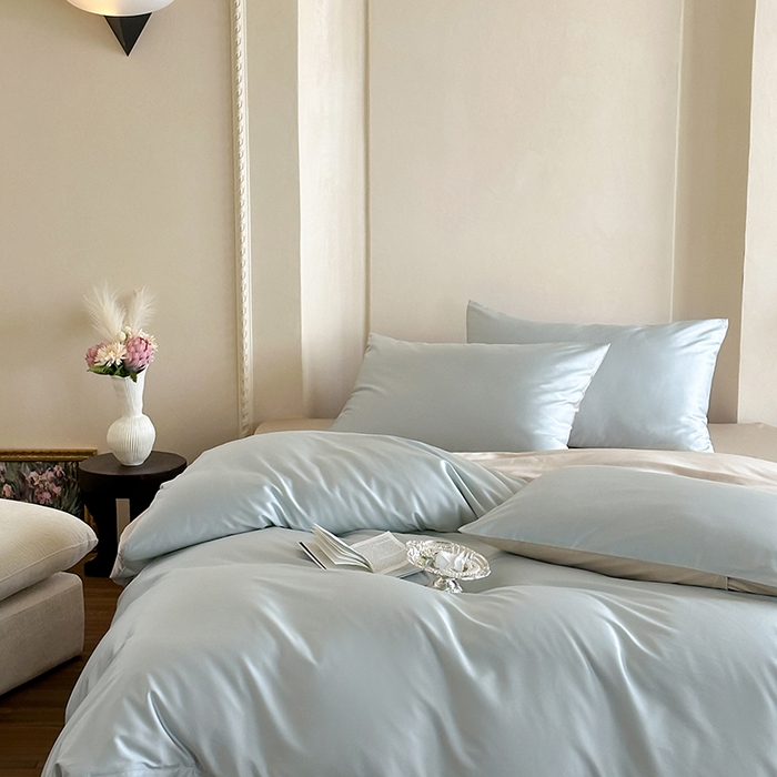 91家纺网 家纺一手货源 找家纺 赫帛 2025新款60支超细旦天丝棉四件套-雅奢 雅奢-天青色