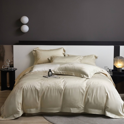 91家纺网 家纺一手货源 找家纺 榻尚家居 2025春夏新款长绒棉全棉纯棉贡缎提花手工立体埋绳工艺四件套 卡斯诺（清新绿）