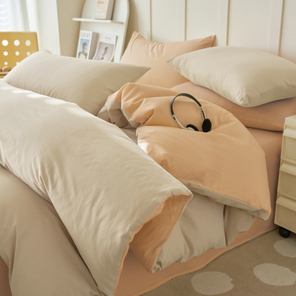 寐绸家纺 2025新款纯棉水洗棉双拼单被套（自然光） 天青韵白+一念秋风