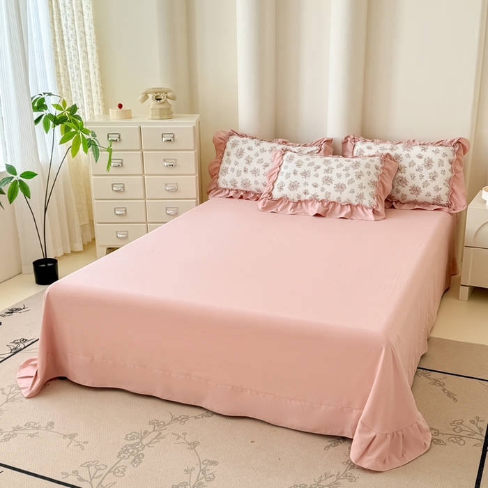 91家纺网 家纺一手货源 找家纺 金米诺 2025新款韩版有氧针织棉双层纱四件套 晨汐