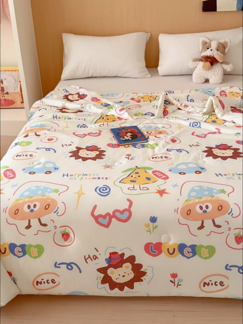 91家纺网 家纺一手货源 找家纺 品乐家纺 2025新款A类针织棉大豆被夏被夏凉被空调被学生被子 动物乐园