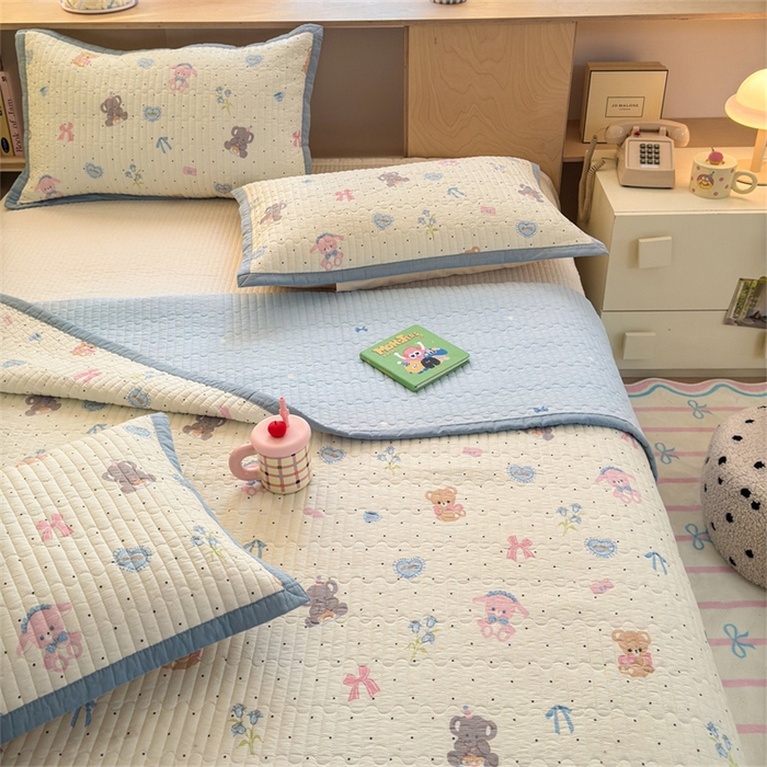 91家纺网 家纺一手货源 找家纺 美优兰 2025新款双面全棉水洗床盖小飞象