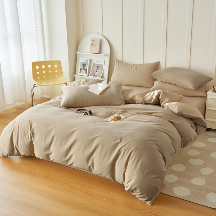 91家纺网 家纺一手货源 找家纺 寐绸家纺 2025新款纯棉水洗棉双拼单被套（自然光） 漫雾+古巴砂