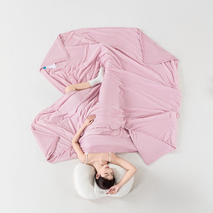 91家纺网 家纺一手货源 找家纺 鑫贝阳 2025春夏新款纯色双拼A类凉感丝夏凉被 粉黛玉