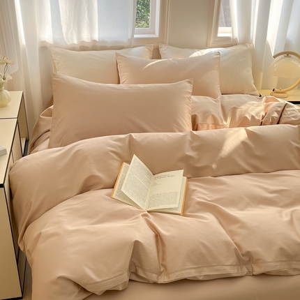 91家纺网 家纺一手货源 找家纺 耀悦家纺2025新款60支纯棉四件套纯色-第二弹 复古咖