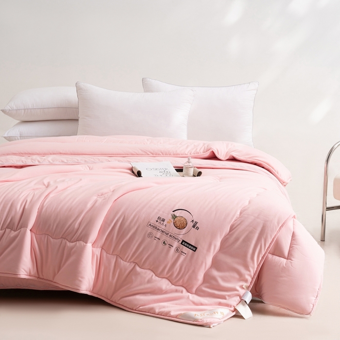 91家纺网 家纺一手货源 找家纺 易睡2025年新款大豆被春秋被冬被被子被芯 粉色