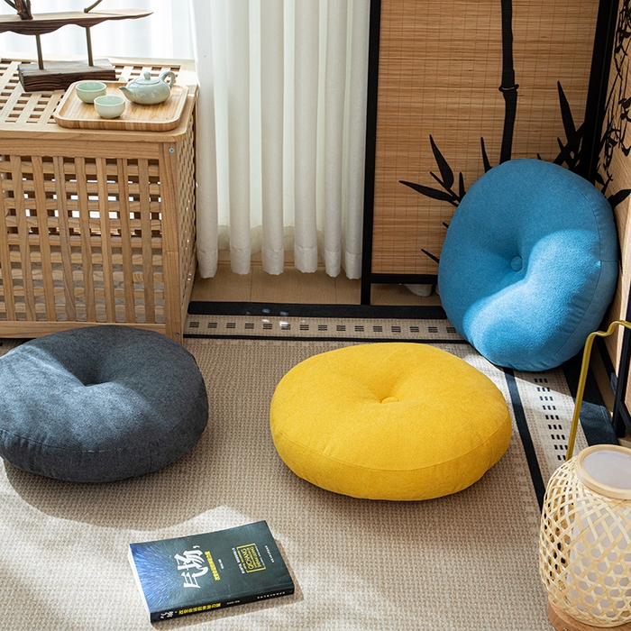 91家纺网 家纺一手货源 找家纺 沐沐家纺 2026新款韩国绒蒲团坐垫 明黄