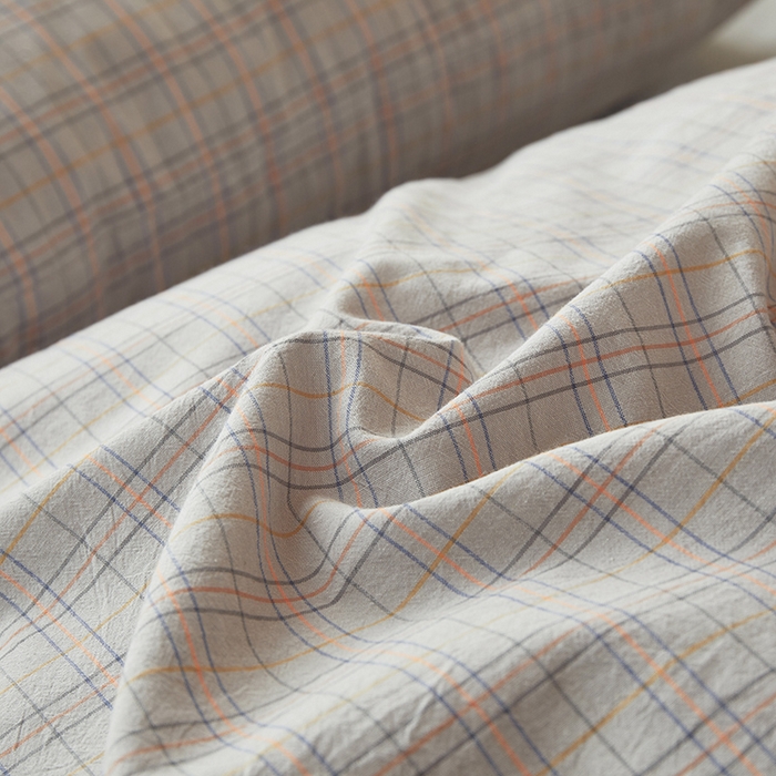 91家纺网 家纺一手货源 找家纺 水洗的故事 2025新款开学季色织水洗棉学生宿舍三件套 赫本灰