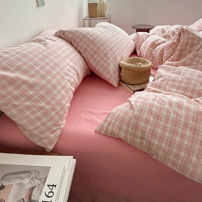 91家纺网 家纺一手货源 找家纺 水洗的故事 2025新款无印良品水洗棉四件套 春桃