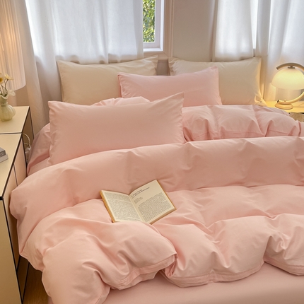 耀悦家纺2025新款60支纯棉四件套纯色-第二弹 少女粉
