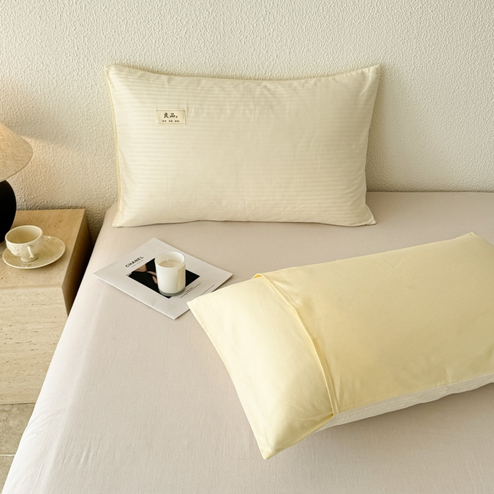 91家纺网 家纺一手货源 找家纺 眠博士 2025新款高支高密60支全棉条纹提花单枕套 枕套-提花雅白