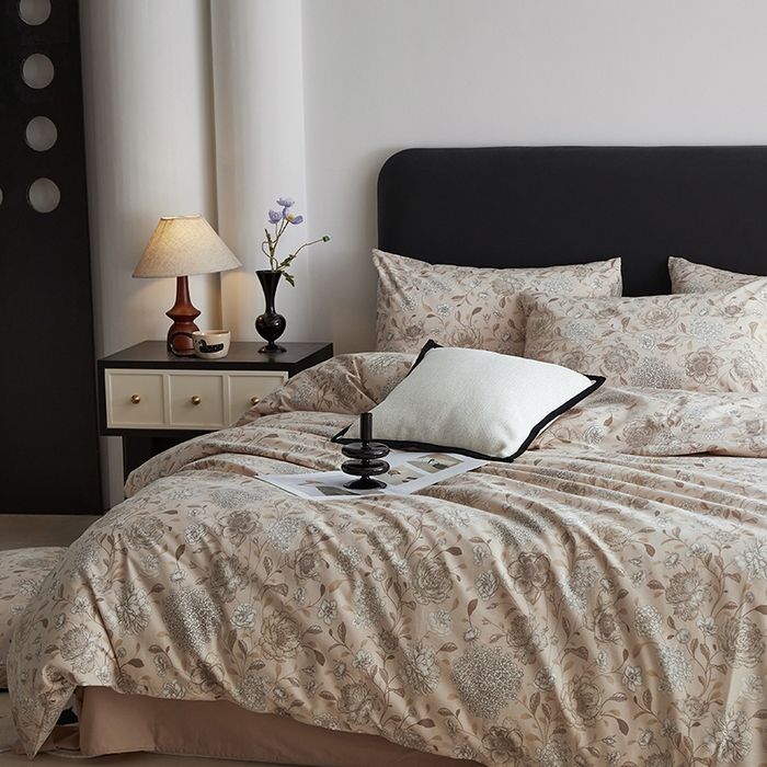 91家纺网 家纺一手货源 找家纺 水洗的故事 2025新款全棉磨毛印花四件套 绽放