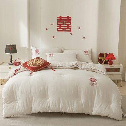 91家纺网 家纺一手货源 找家纺 （总）莱登卡奴 2025新款A类全棉水洗棉提花婚庆被芯55%大豆被系列-单被