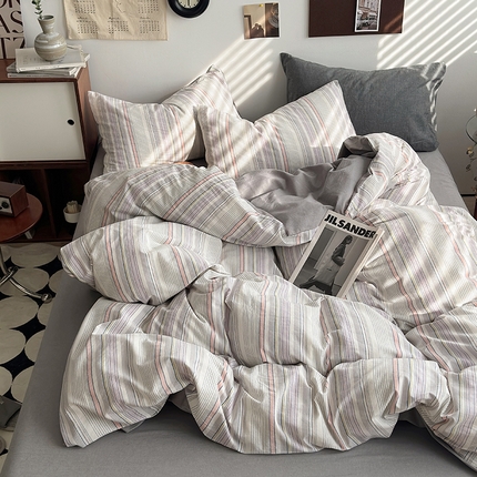 91家纺网 家纺一手货源 找家纺 （总）水洗的故事2025新款A类AB版全棉色织水洗棉四件套