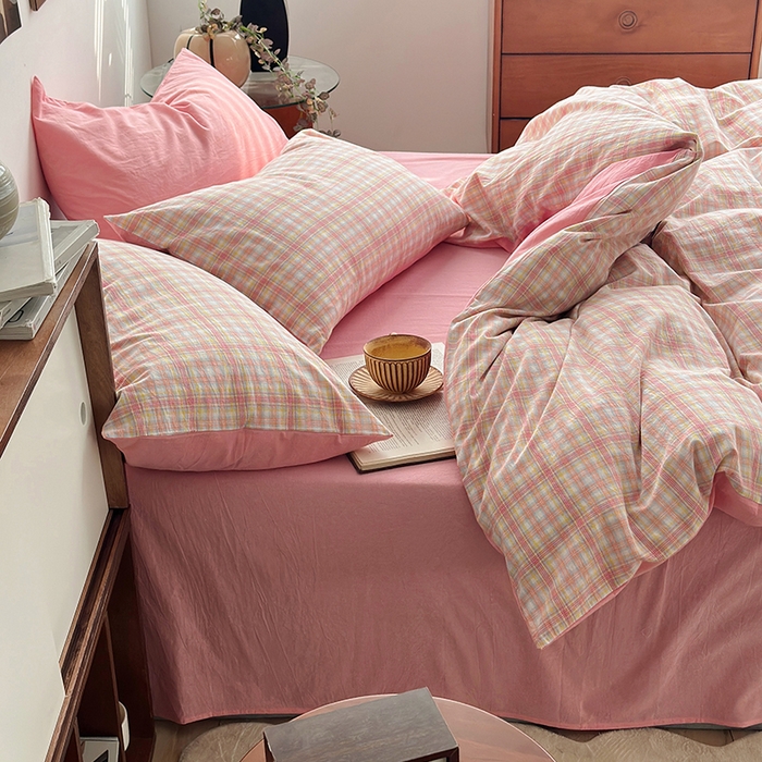 91家纺网 家纺一手货源 找家纺 （总）水洗的故事2025新款A类AB版全棉色织水洗棉四件套