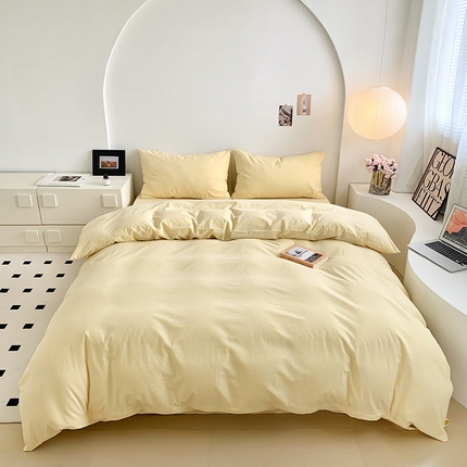 91家纺网 家纺一手货源 找家纺 （总）水洗的故事 2025新款色织水洗棉多巴胺纯色款四件套