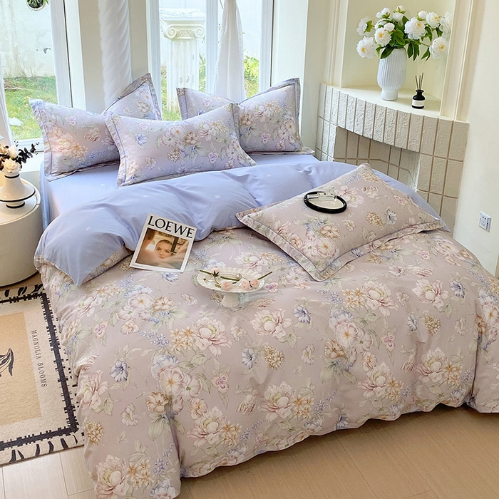 91家纺网 家纺一手货源 找家纺 梧桐树 2025新款100%全棉13372加厚印花四件套 A21如夏