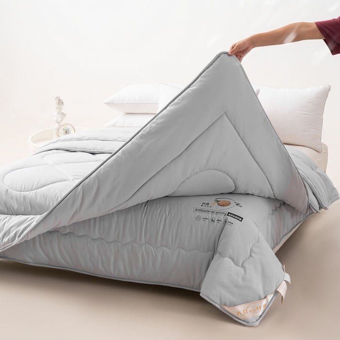 91家纺网 家纺一手货源 找家纺 易睡2025年新款大豆被春秋被冬被被子被芯 灰色